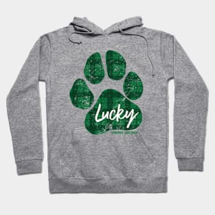 Lucky Paw Print, Green Plaid © GraphicLoveShop Hoodie